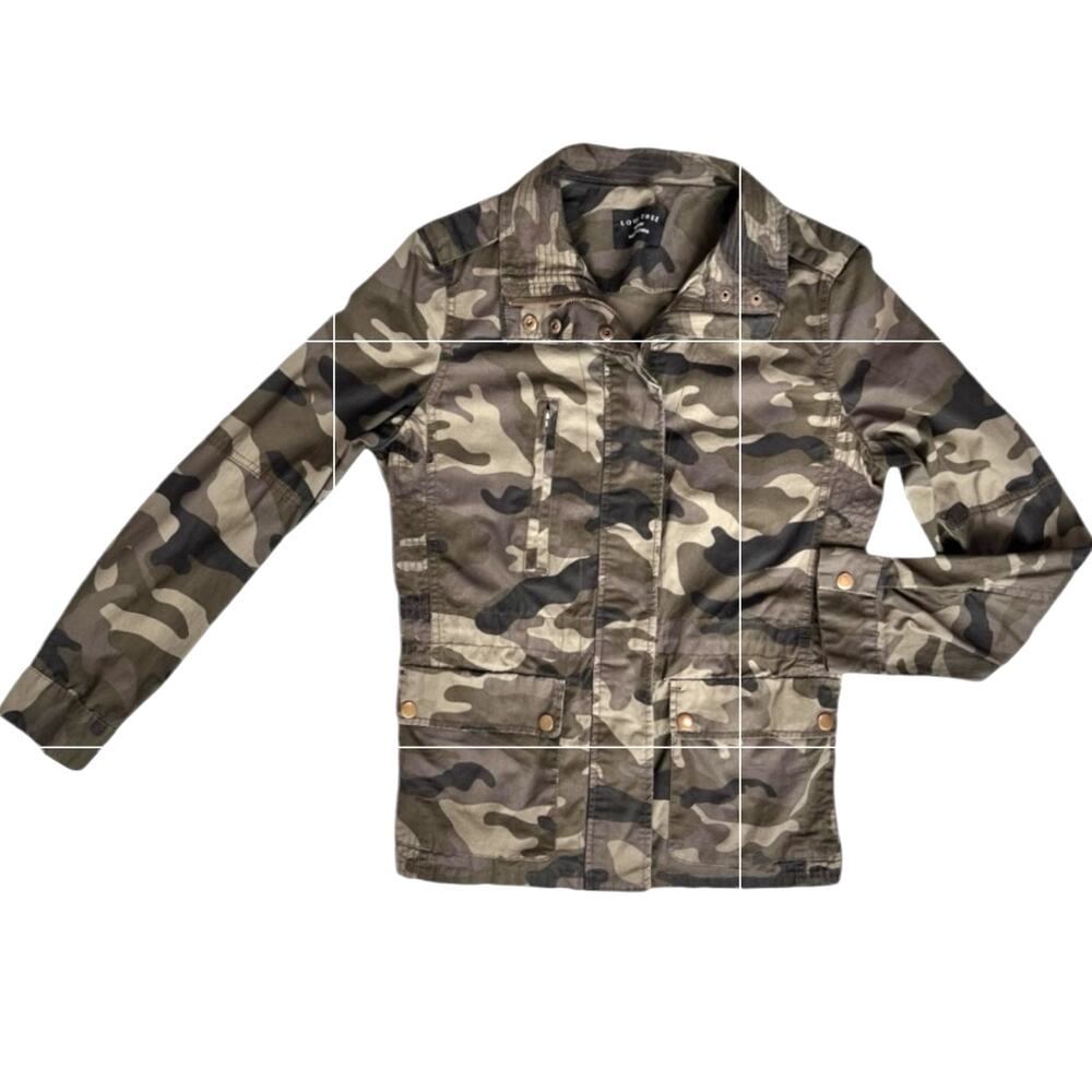 Womens Camo Utility Field Jacket Medium Green Streetwear Military Festival Cargo